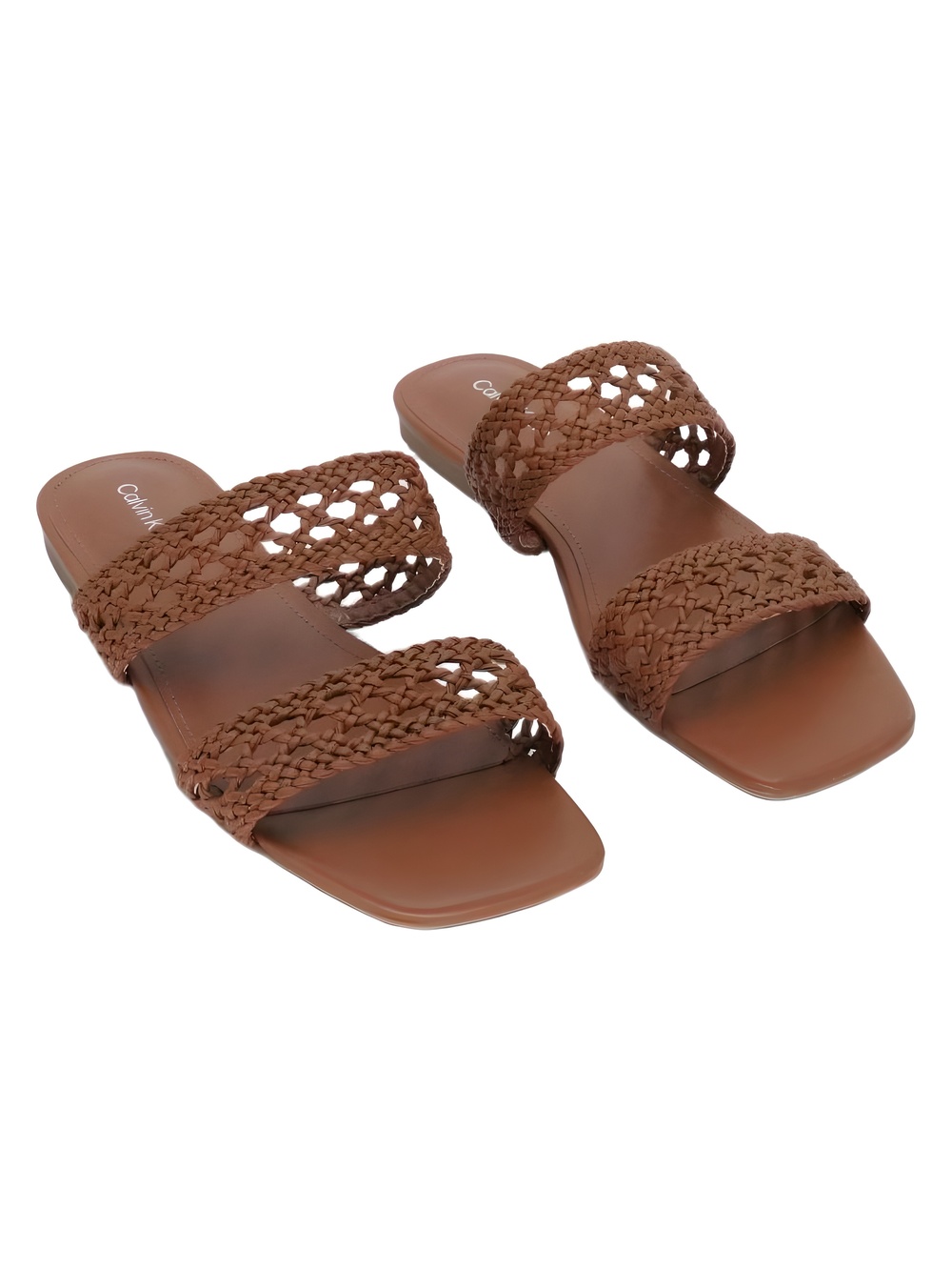 Calvin Klein Womens Florency Dark Natural Woven Slide Sandals Size 8.5M